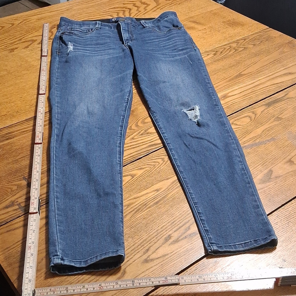 DEMOCRACY Jean Womens 8 BLUE AB SOLUTION Preowned Denim Distressed Used Pants